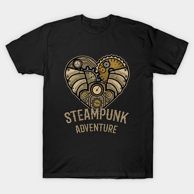 Retro Futurism - Love Heart Steampunk Adventure 1 T-Shirt by EDDArt